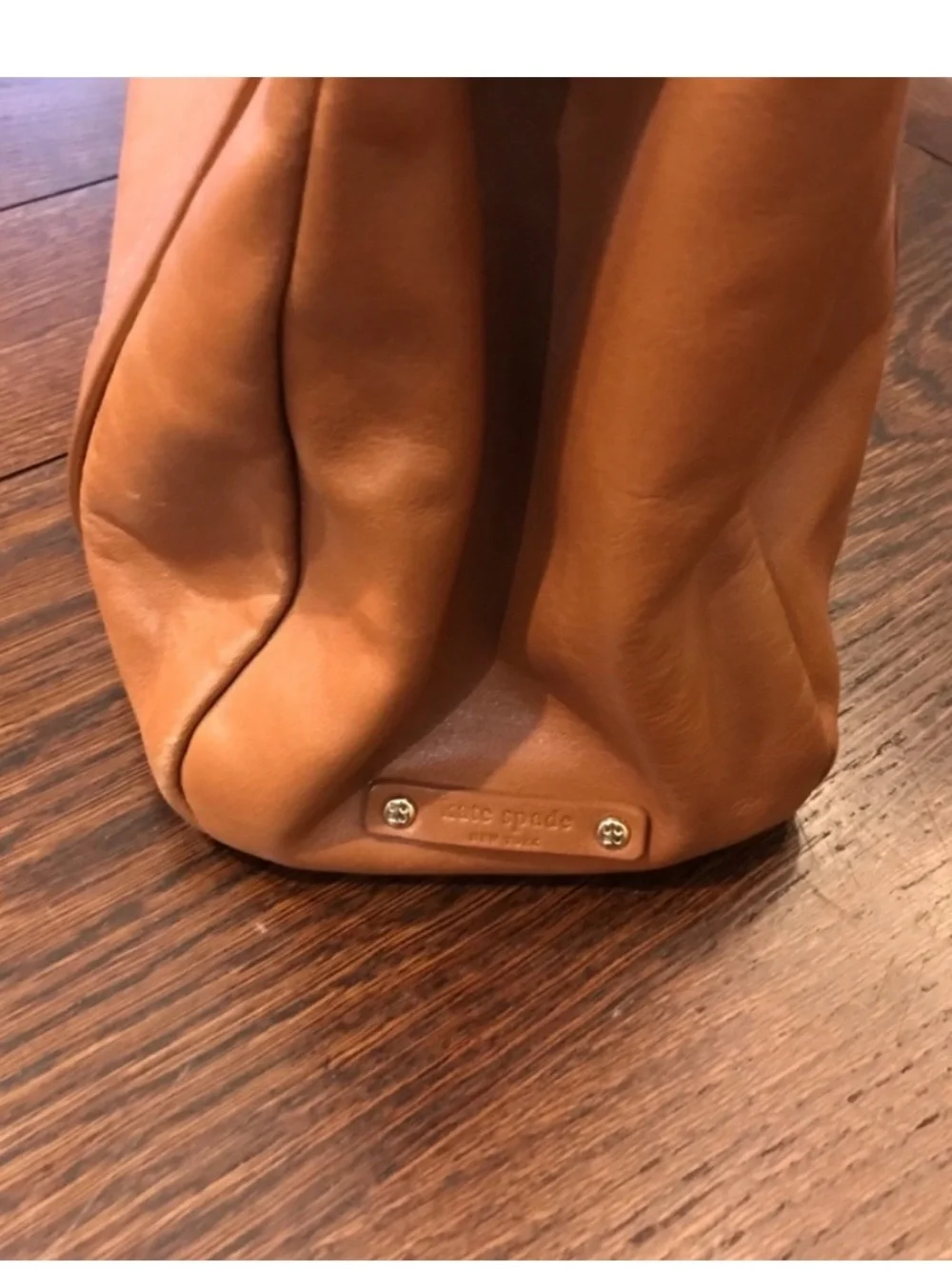 Vintage Kate Spade Tan Leather Flap Brief Case Tote Bag Gold Turnlock Closure